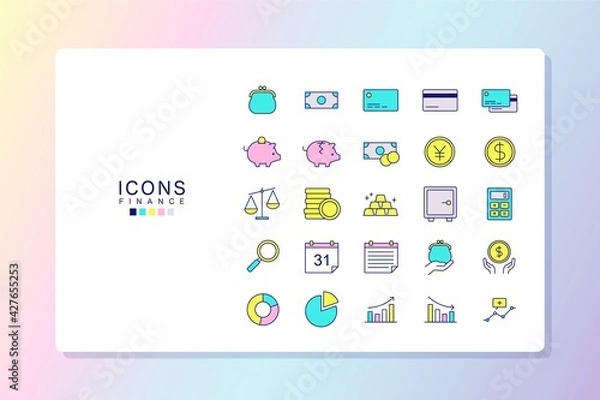 Fototapeta お金・金融のアイコンセット　カラー