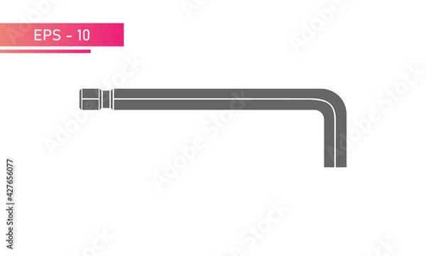 Obraz Hex key for the master. Solid design. On a white background. Flat vector illustration.