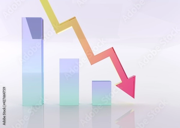 Fototapeta Arrows technology glass for banner statistics and business system. Modern concept of future from commerce technology. Analysis and server operations.Development business. 3D Render Illustration.
