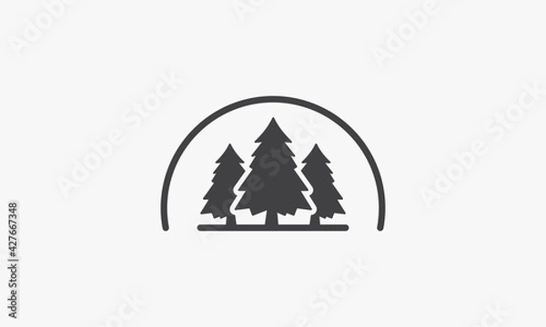 Obraz curved line with pine tree icon logo design vector.
