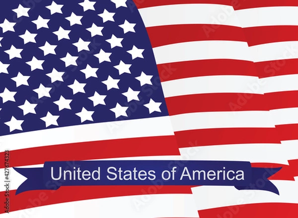 Fototapeta United  States of America ribbon in front of flag. vector