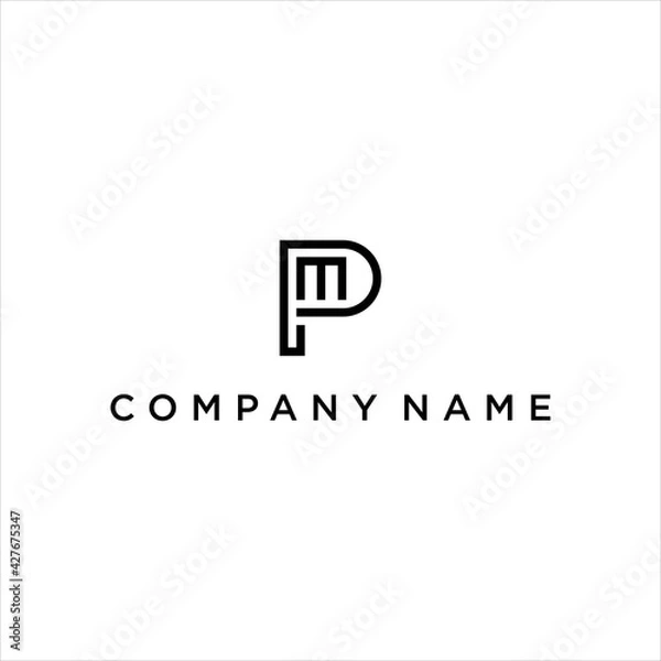 Fototapeta Sophisticated Luxury Logo with Letter PM MP initial vector, Abstract Geometric Design for Modern Business, Marketing, and Technology Branding