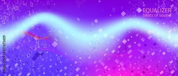 Fototapeta Big Data Cyber Vector Background. Cyber Equalizer Slide. Matrix Falling Binary Code. Fractal Liquid Code Geometric Abstract