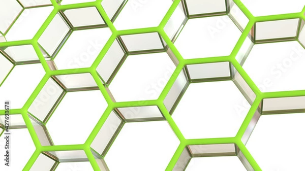 Obraz Technology concept. Green hexagons 