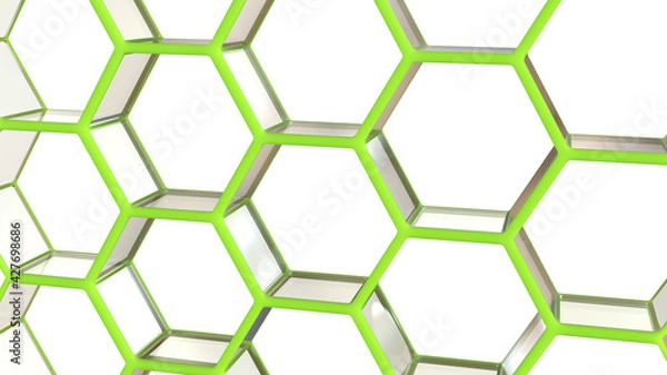 Obraz Technology concept. Green hexagons 