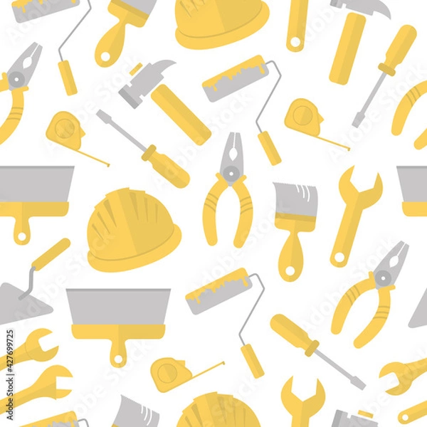 Fototapeta Working tools. Pattern. Vector illustration. Seamless background