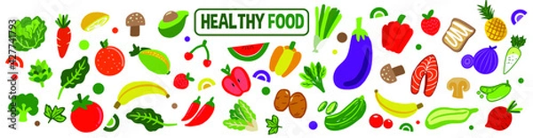 Fototapeta Handdrawn Healthy food Illustration concept vegetarian, organic, vegetables, use for banner background