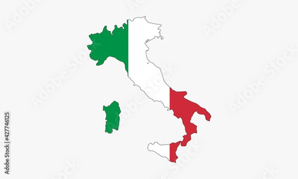 Fototapeta italy map flag vector design on white background