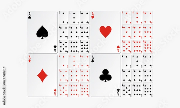 Fototapeta suit deck playing cards. card game set. vector illustration.