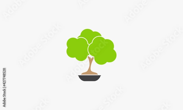 Fototapeta tree bonsai logo design vector. green concept illustration.