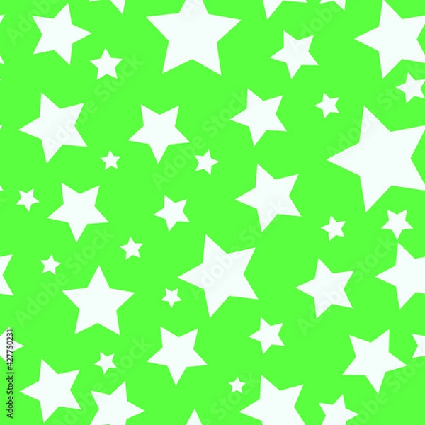 Fototapeta green  vector stars on a  green background. seamless print for clothing or print. abstract stars.