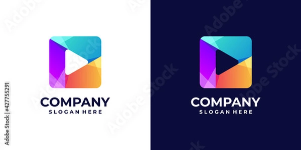 Fototapeta play logo gradient with square concepts