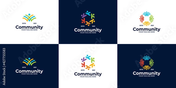 Obraz team work or community Logo Design idea