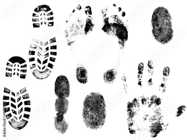 Fototapeta Handprints and footprints