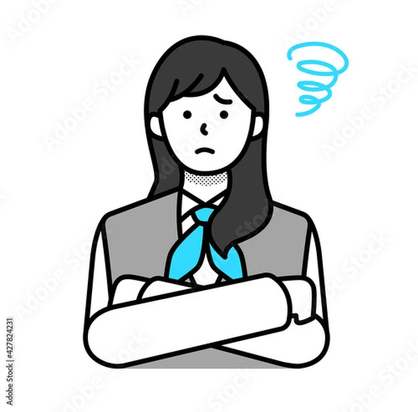 Fototapeta 悩むビジネスウーマンのイラスト