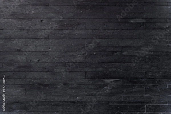 Obraz 黒い石盤を積み上げた石壁
