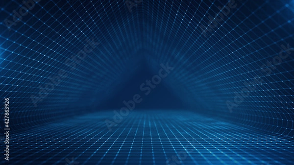 Fototapeta Abstract Digital Data Plexus Technology Background/ 4k animation of an abstract plexus shape technology background with low polygons lines and dots for network digital data concept and communication