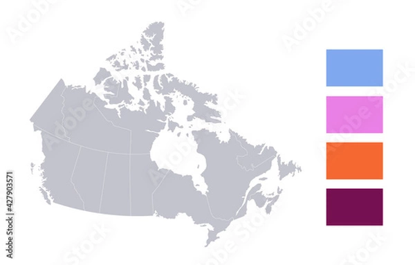 Obraz Infographics of Canada map, individual states blank