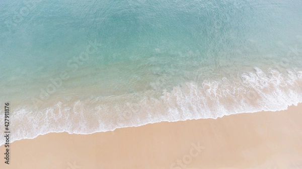 Obraz top view of beautiful beach and blue water 