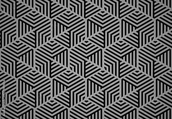 Fototapeta Abstract geometric pattern with stripes, lines. Seamless vector background. Black and gray ornament. Simple lattice graphic design