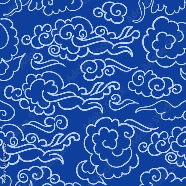 Fototapeta The clouds. Chinese traditional seamless pattern . Asian ethnic ornament. Vector print. Use for wallpaper, pattern fills,textile design.