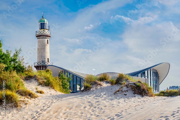 Obraz lighthouse in Warnemuende Rostock. Germany baltic sea vacation.