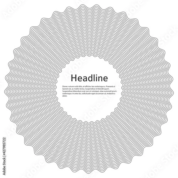 Fototapeta Design elements. Wave of many purple lines circle ring. Abstract rainbow wavy stripes on white background isolated. Vector illustration EPS 10. Colourful waves with lines created using Blend Tool
