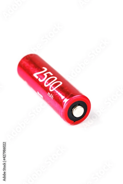 Obraz Red AA battery inscription 2500 on a white background.