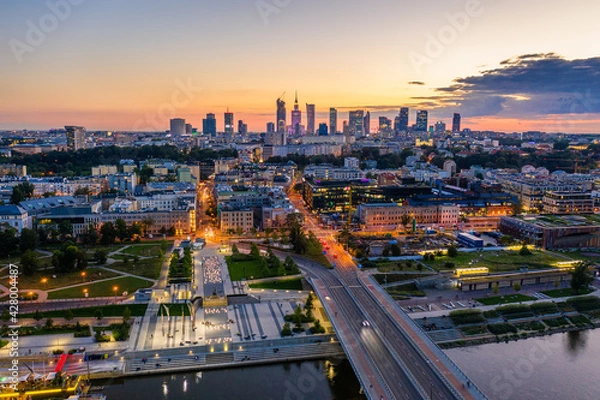 Fototapeta Zachód słońca nad Warszawą