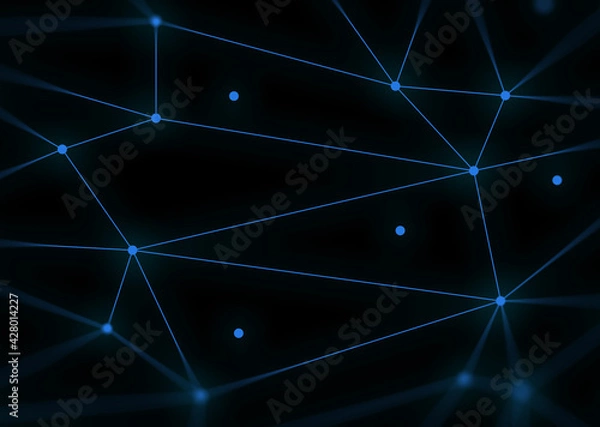 Fototapeta 3d illustration rendering, ai robot head face with data internet network, deep learning system technology machine