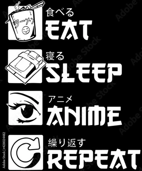 Fototapeta Eat Sleep Anime Repeat