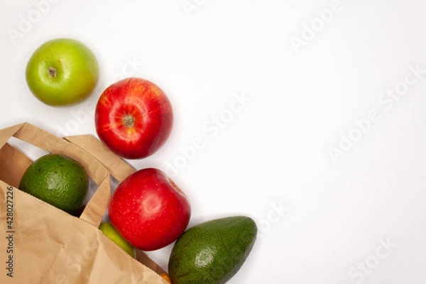 Obraz Vegetables and Fruits on white background