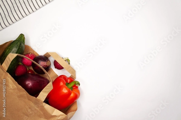 Obraz Vegetables and Fruits on white background