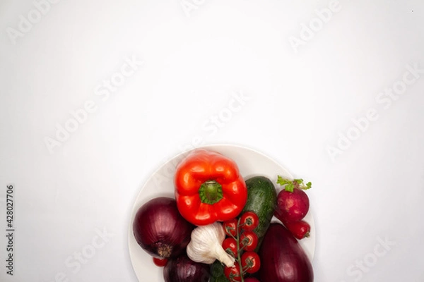 Obraz Vegetables and Fruits on white background