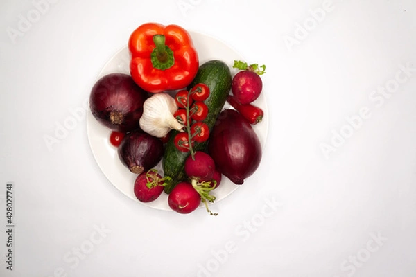 Obraz Vegetables and Fruits on white background
