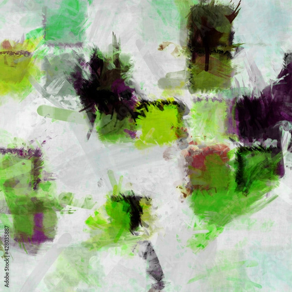 Fototapeta Modern art. Colorful contemporary artwork. Color strokes of paint. Brushstrokes on abstract background. Brush painting.