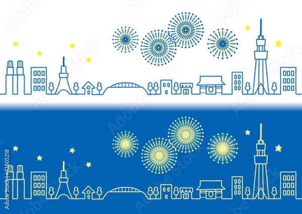 Obraz 東京ランドマークと花火大会