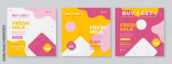 Obraz Drink social media post template vector