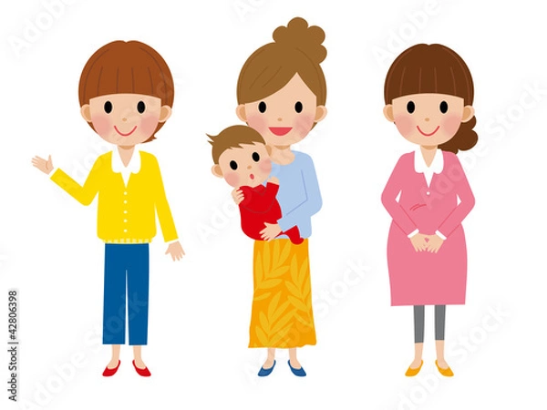 Fototapeta 子育てする女性/悩む