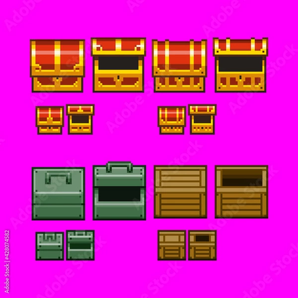Obraz 宝箱のピクセルアート大小