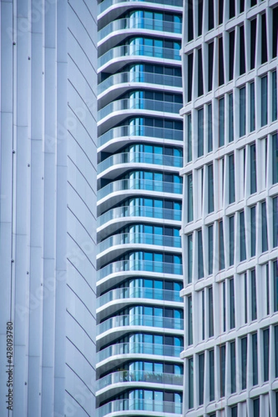 Obraz Windows in 3 different skyscraper. abstract, apartment, architecture, augmented reality, backdrop, background, blue, building, business, city, capacity, company, complex, concrete, construction, corp