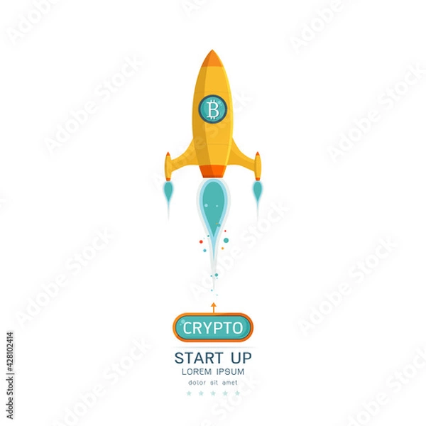 Fototapeta Rockets fly with the bitcoin