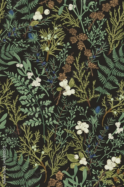 Fototapeta Botanical seamless pattern. Vintage.