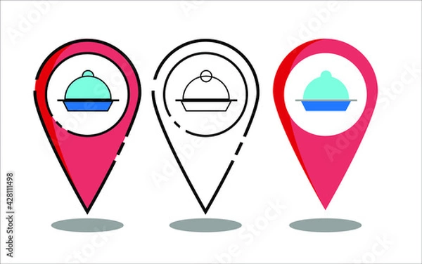 Fototapeta Set of Food Delivery Related Vector Icons. Contains Icons like Courier, Food Box, Contactless Delivery, fast food and more.	
