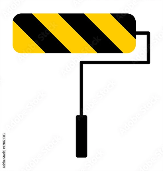 Obraz Roller paint brush with striped pattern.