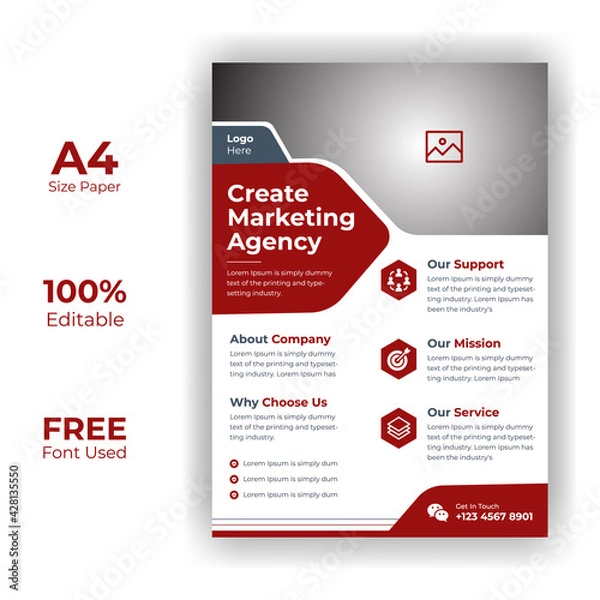 Fototapeta Corporate Business flyer template vector design, Flyer Template Geometric shape used for business poster layout, IT Company flyer, corporate banners, and leaflets.eps
