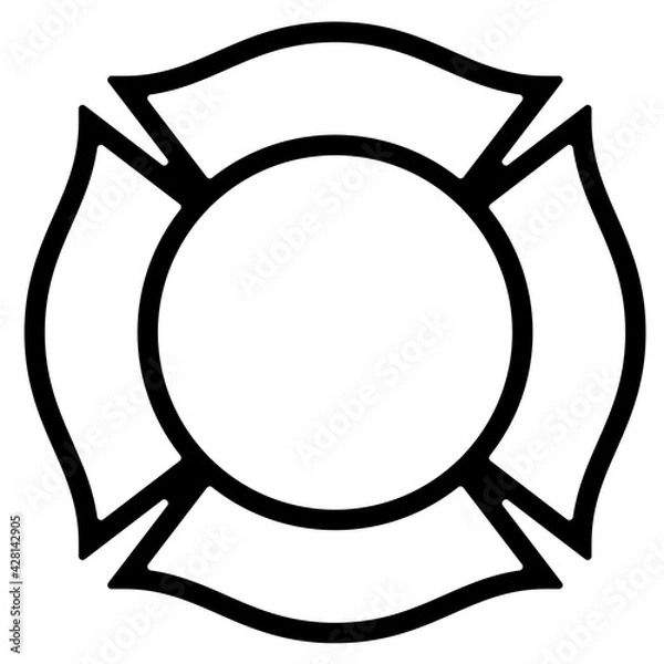 Fototapeta Blank Firefighter Maltese Cross Outline Isolated Vector Illustration
