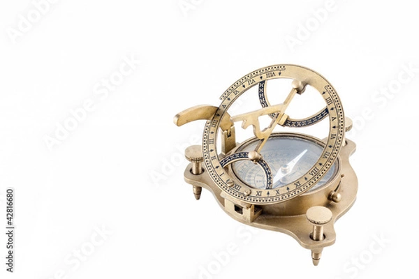 Obraz Old nautical sundial compass isolated