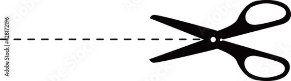 Obraz はさみ　切り取り線　シルエット　イラスト