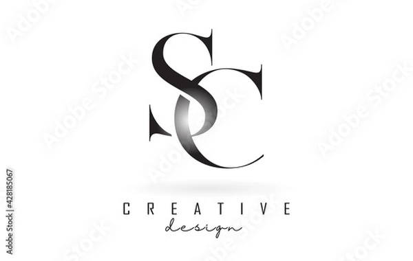 Fototapeta SC s c letter design logo logotype concept with serif font and elegant style vector illustration.